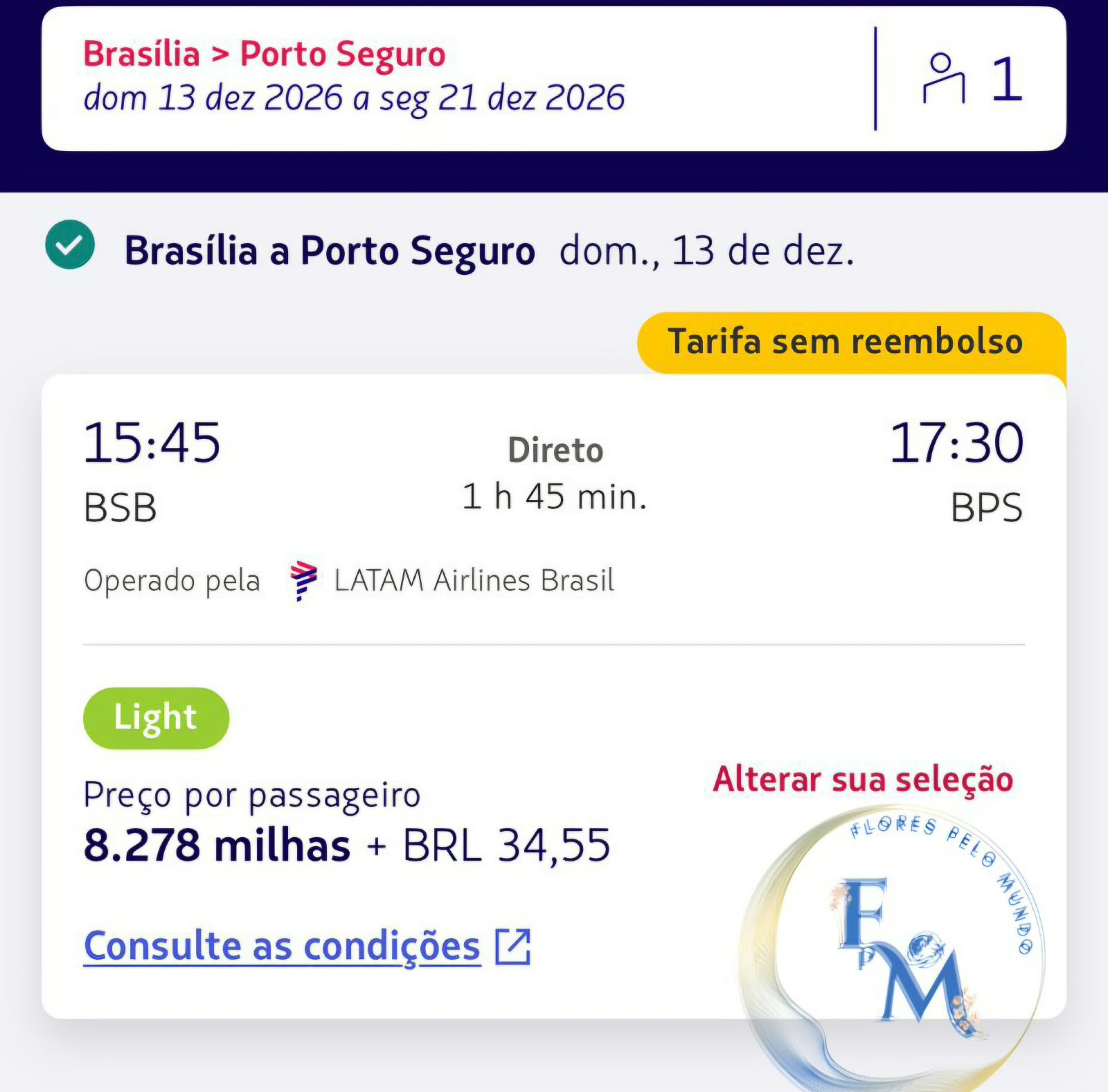 Alerta de passagem para Porto Seguro